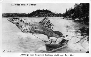 G76/ McGregor Bay Ontario Canada RPPC Postcard  1965  Exaggeration Fishing