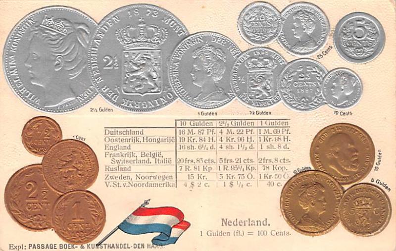 Coin Postcard, Old Vintage Antique Nederland