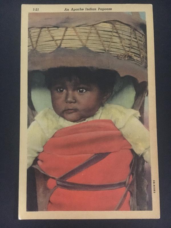 Mint NM USA Picture Postcard Native American Indian Apache Papoose Baby