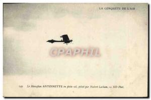 Old Postcard Jet Aviation monoplane Antoinette in full flight by pilot Hubert...