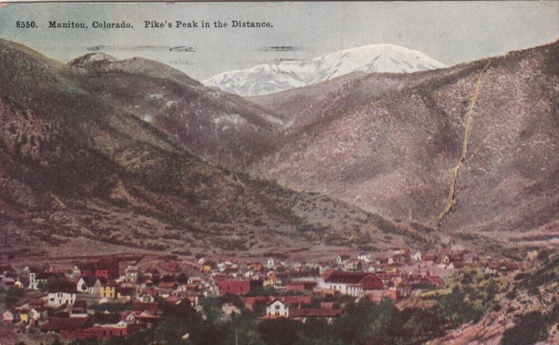 Colorado Manitou ,    Aerial View  with Pikes Peak