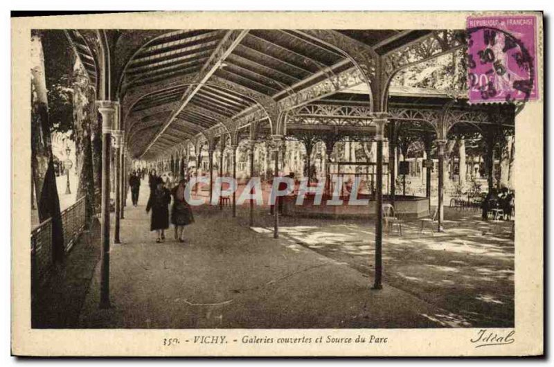 Old Postcard Vichy Covered Galleries and Source Park