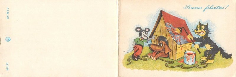 Disney character Mickey Mouse & friends caricature comic greetings card Romania 
