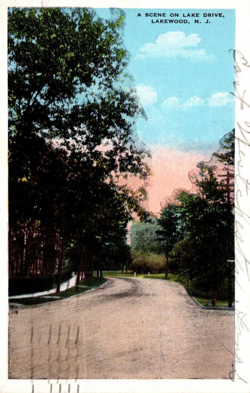 New Jersey Lakewood Scene On Lake Drive 1932