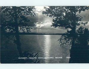 Old rppc SUNSET ON WATER South Gouldsboro Maine ME HM3997