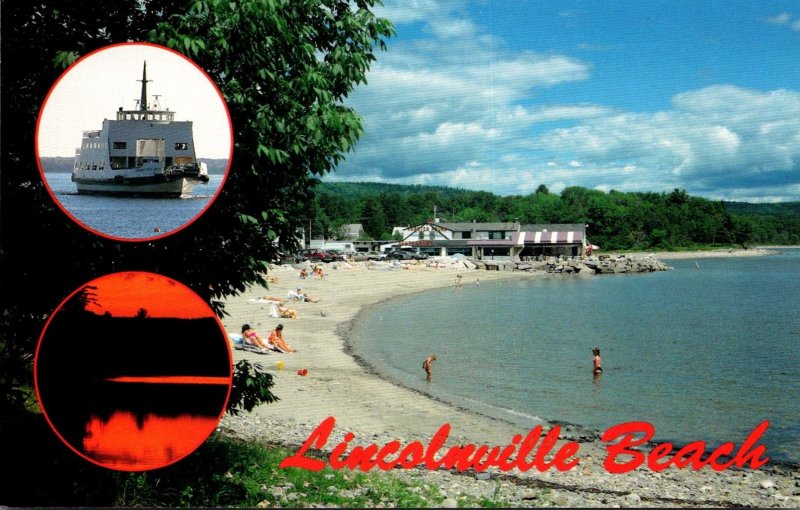 Maine Lincolnville Beach Beach Scene & Ferry Margaret Chase Smith