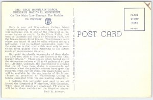 Vintage Split Mountain Gorge Dinosaur National Monument Postcard Colo