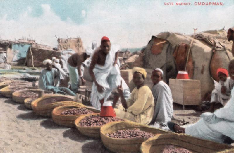 Omdurman African Date Market Antique Sudan Postcard