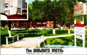 Postcard The Walnuts Motel Highway 166 in Mt. Vernon, Missouri
