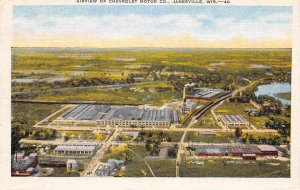 Chevrolet Motor Auto Factory Aerial View Janesville Wisconsin linen postcard