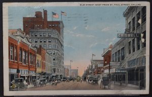 Dallas, TX - Elm Street West from St. Paul Street - 1917