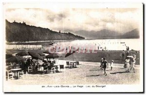 Old Postcard Aix Les Bains Beach Lake Bourget