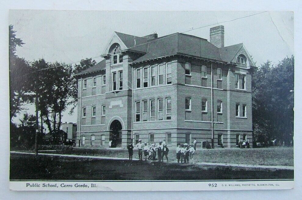 Vintage 1909 Postcard Public School Cerro Gordo ILL. Other