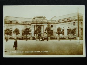 Cumbria BARROW IN FURNESS Ramsden Square FREE LIBRARY - Old RP Postcard