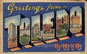 Toledo, Ohio Large Letter Town 1945 a lot of wear right top corner, rounded c...