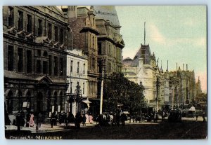 Victoria Australia Postcard Collins Street Melbourne c1910 Antique Unposted