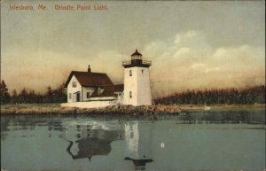 Islesboro Maine ME Grindle Point Lighthouse c1910 Vintage Postcard