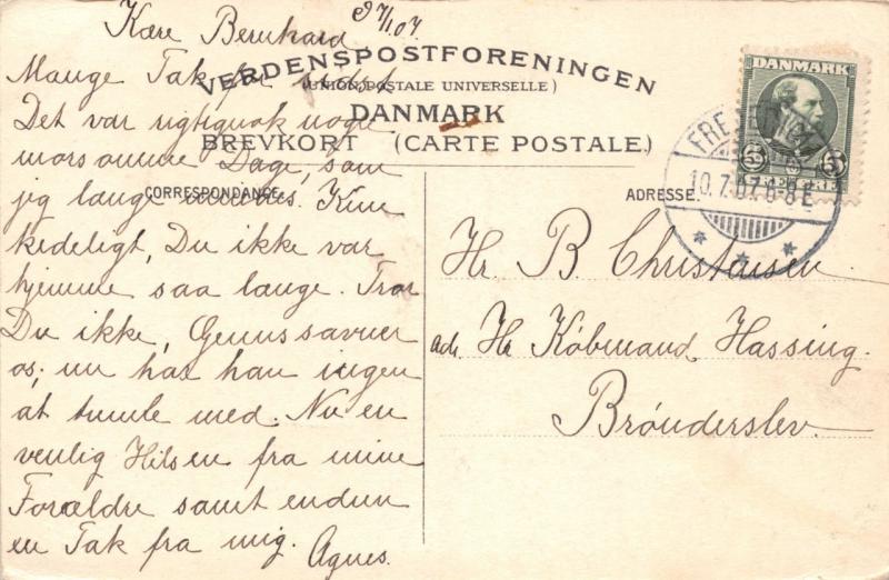 FREDERICIA DENMARK DANEMARK PRINSESSEGADE MED VOLDMOLLEN  POSTCARD c1907