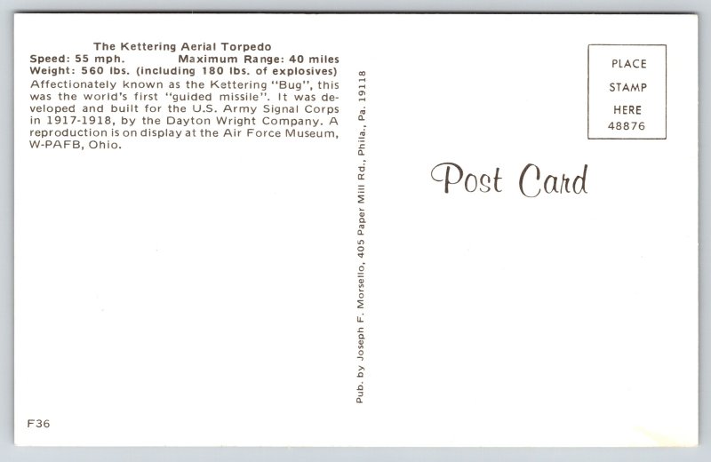 Transportation~Kettering Aerial Torpedo Display Stats On Back~Vintage Postcard