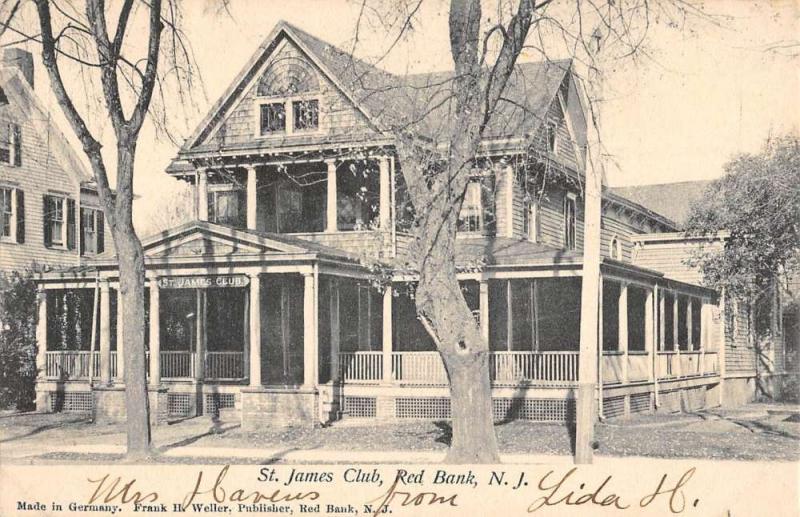 Red Bank New Jersey St James Club Exterior Antique Postcard K96617