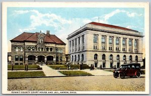 Akron Ohio 1920s Postcard Summit County Court House And Jail