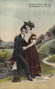 Romantic Couple Hugging 1908