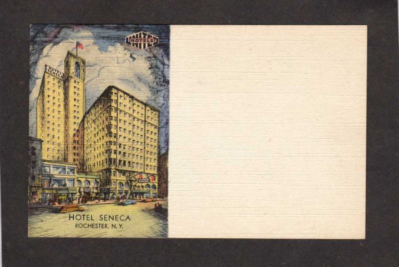 NY Vintage Hotel Seneca Rochester New York Postcard Meter Reply Card Ad PC