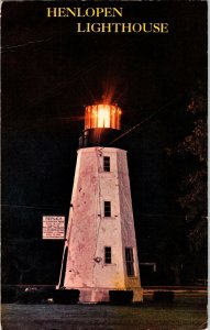 Henlopen Lighthouse Philadephia Village Paul Cancel 6c Stamp Postcard Vtg WOB PM 