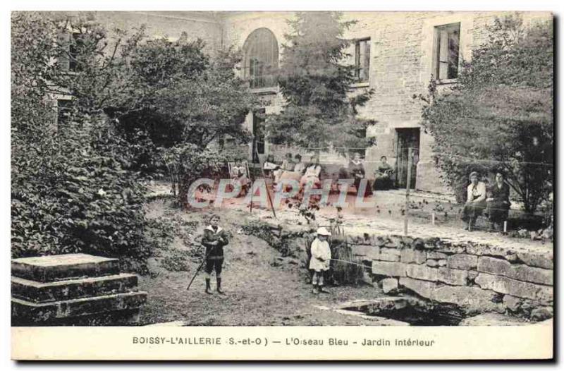 Postcard Old Children Boissy l & # 39Aillerie L & # 39oiseau blue interior ga...