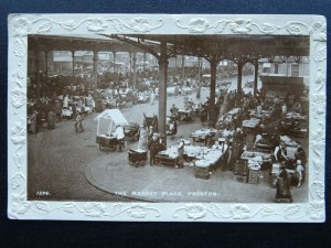 Lancashire PRESTON Market Place Animated Scene c1920s RP Postcard A.J. Evans