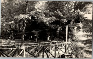 RPPC Rustic Cabin at Birch Cliff Lodge, Wisconsin Dells WI Vintage Postcard A39