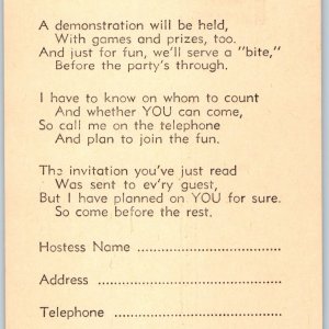 c1950s Stanley Hostess Home Event Invitation Postcard Invite Blank Salesman A256