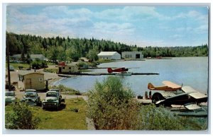 Ely Minnesota MN Postcard Sea Plane Base Lake Shagawa Classic Cars c1960 Antique