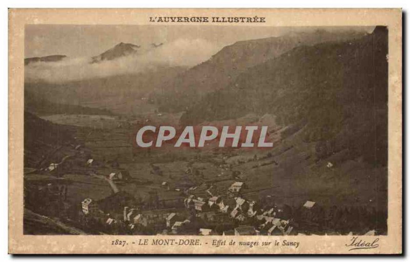 Old Postcard Le Mont Dore clouds Effect on Sancy