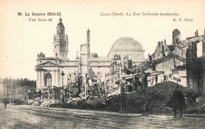 Vintage Postcard 1910's View of La Rue Faidherbe bombardee Lille Nord France