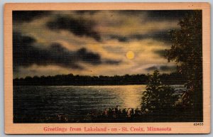 Lakeland On St. Croix Minnesota 1940s Greetings Postcard Sunset