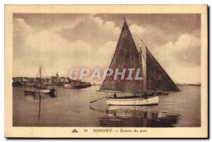 Old Postcard Roscoff Entree Harbor Boat