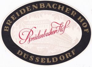 Germany Duesseldorf Breidenbacher Hof Vintage Luggage Label sk2375