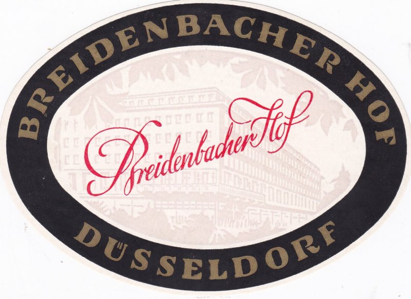 Germany Duesseldorf Breidenbacher Hof Vintage Luggage Label sk2375