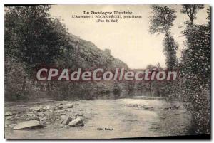 Old Postcard The Dordogne Illustree The Auvezere Roche Pecou Pres Genis