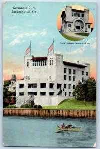 Jacksonville Florida Postcard Germania Club Front Entrance 1918 Vintage Antique