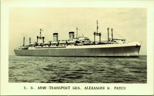 RPPC US Army Transport Gen. Alexander M Patch Ship Real Photo Postcard