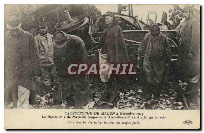 Old Postcard Train Disaster Melun November 4, 1913 Rapid n2 Marseille buffers...