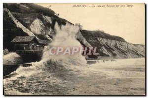 Old Postcard Biarritz La Cote des Basques For Big Time