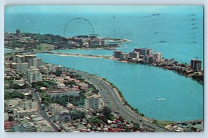 San Juan Puerto Rico Postcard Aerial View Condado Lagoon 1973 Vintage Posted