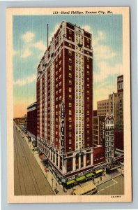 Kansas City MO, Philips Hotel, Coca-Cola, Drug Store, Linen Missouri Postcard