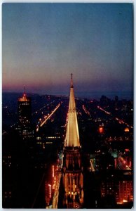 Postcard - The Chicago Temple At Night - Chicago, Illinois