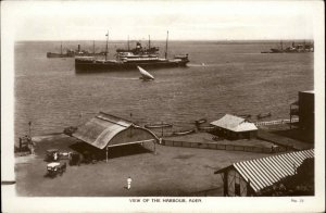 Aden Egypt Harbour View Steamers Ships Vintage Real Photo Postcard