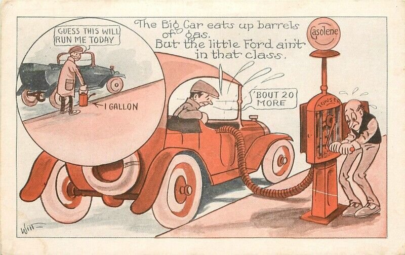 C-1910 Gas Station comic humor artist impression Postcard 22-11269