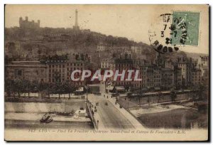 Old Postcard Lyon Feuillee the Pont Saint Paul and Coteau de Fourviere